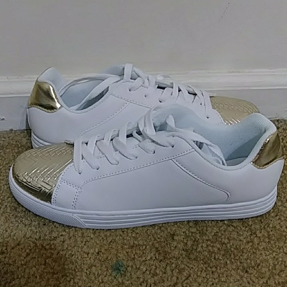 White/Gold sneakers, Size 10 women's